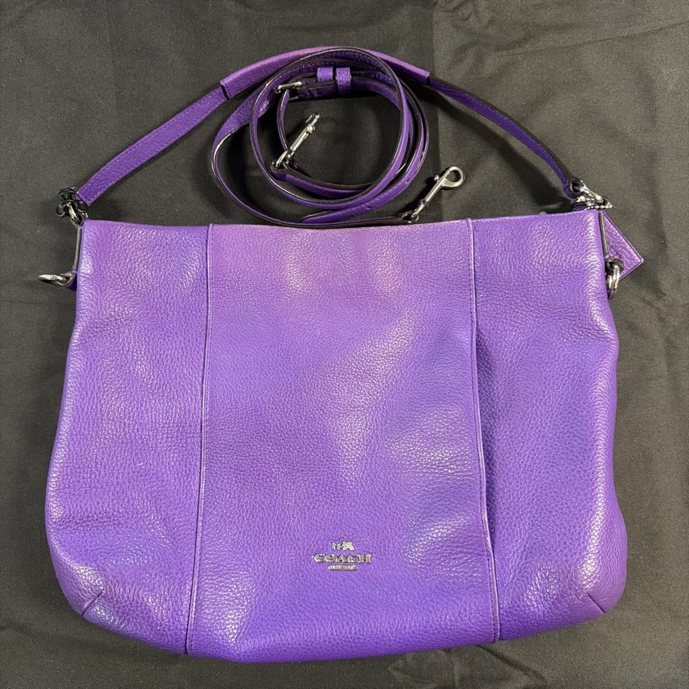 COACH ISABELLE 2WAY Purple Leather Slim Shoulder Crossbody Purse F35809 Nice Bag